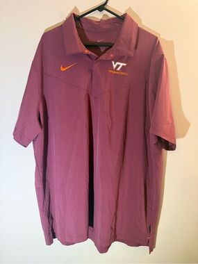 Nike Men’s Maroon Polo with Orange Accents Virginia Tech Embroidered Logo 3XL